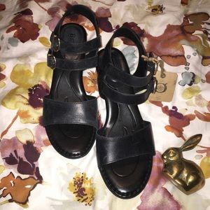 Born NWT Black Leather Ankle Strap Sandals